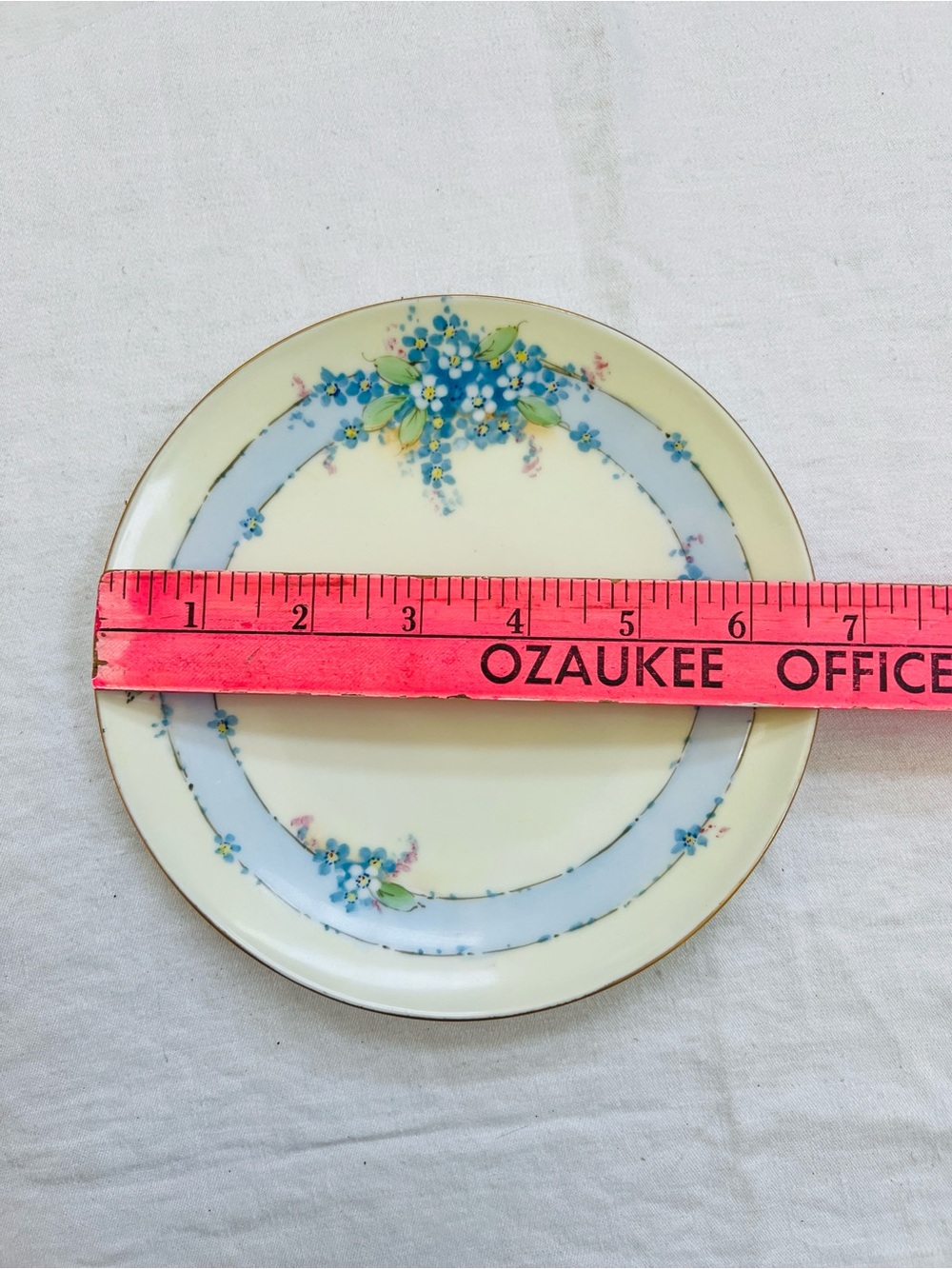 J & C Bavaria Plate Hecklin Studio Mpls. Blue Flowers Gold Rim 6 1/2" Vintage - Picture 3 of 3